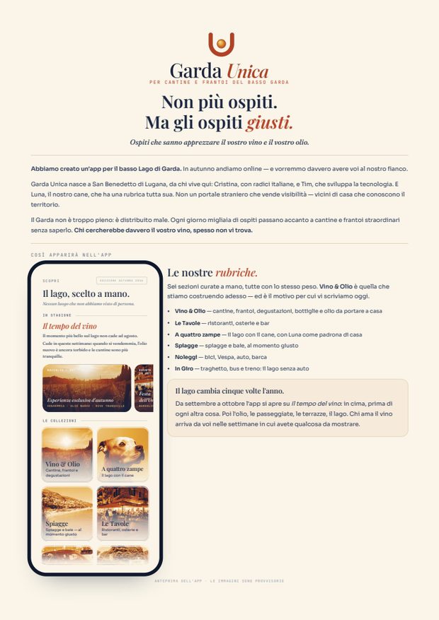 Flyer Garda Unica per cantine — pagina 1